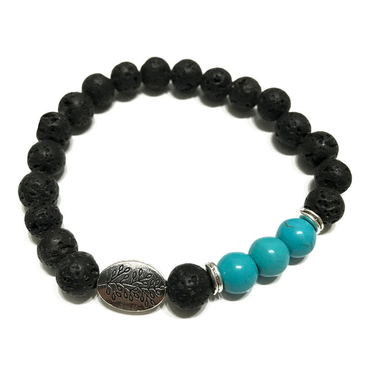 Leaf Turquoise Lava Stone Bracelet