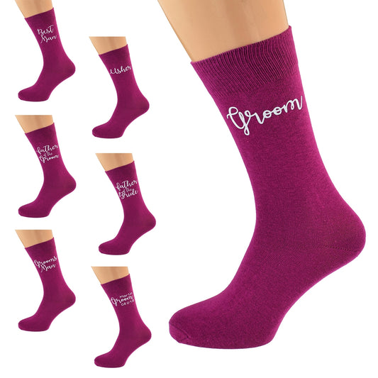 Maroon Groom Wedding Socks | Ashton and Finch