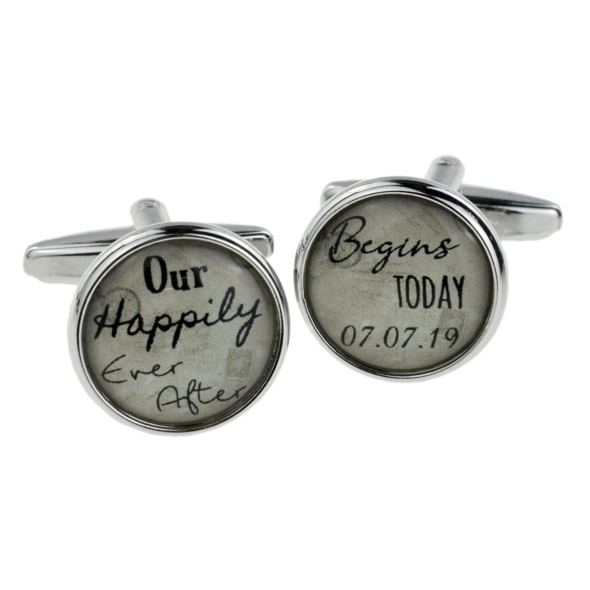 Our Happily Ever After + Your Wedding Date, Personalised Cufflinks for the Groom | Ashton and Finch