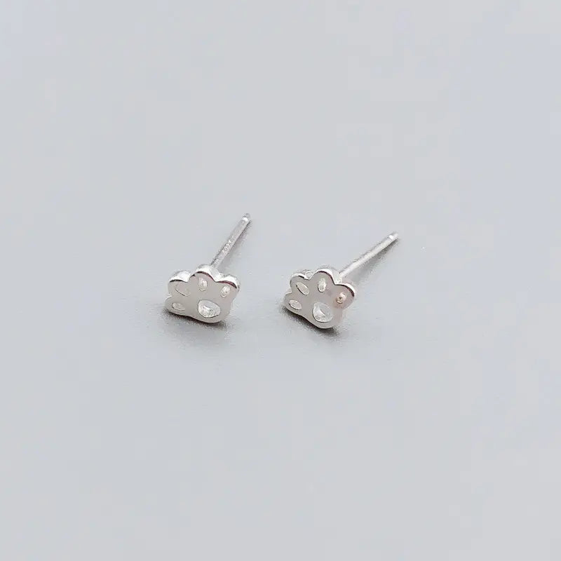 Paw Print Earrings Stud 925 Silver | Ashton and Finch