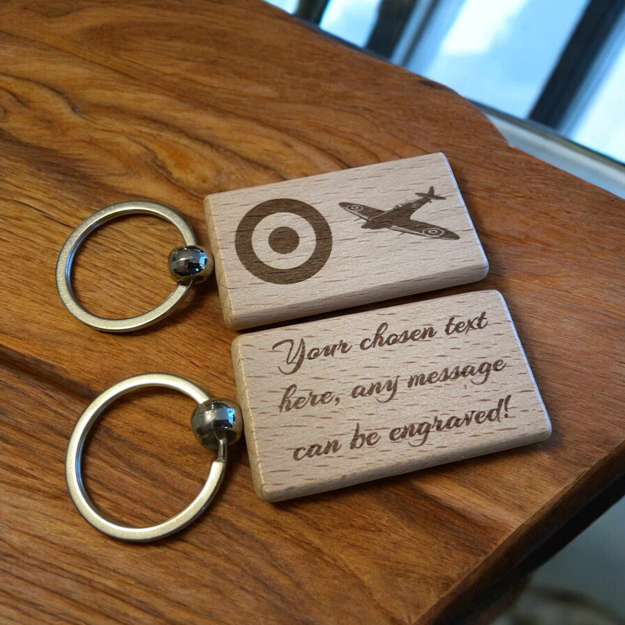 Personalised RAF Spitfire Keyring – Ashton and Finch