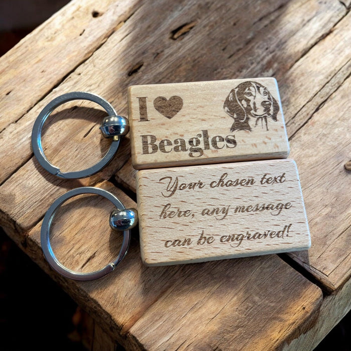 Personalised Wooden Beagle Keyring Dog Lover Gift  | Ashton and Finch
