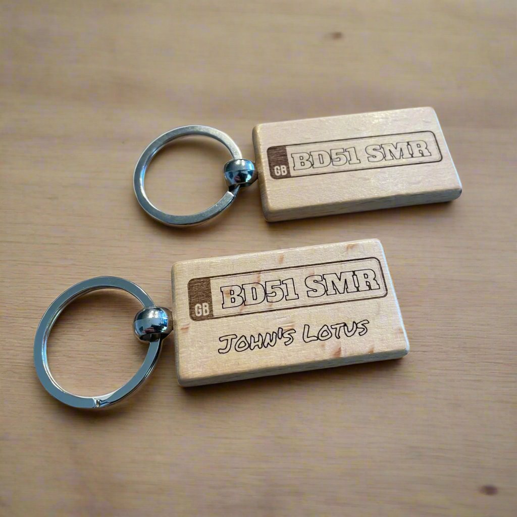 Personalised Wooden Car Number Plate Keyring Gift  | Ashton and Finch