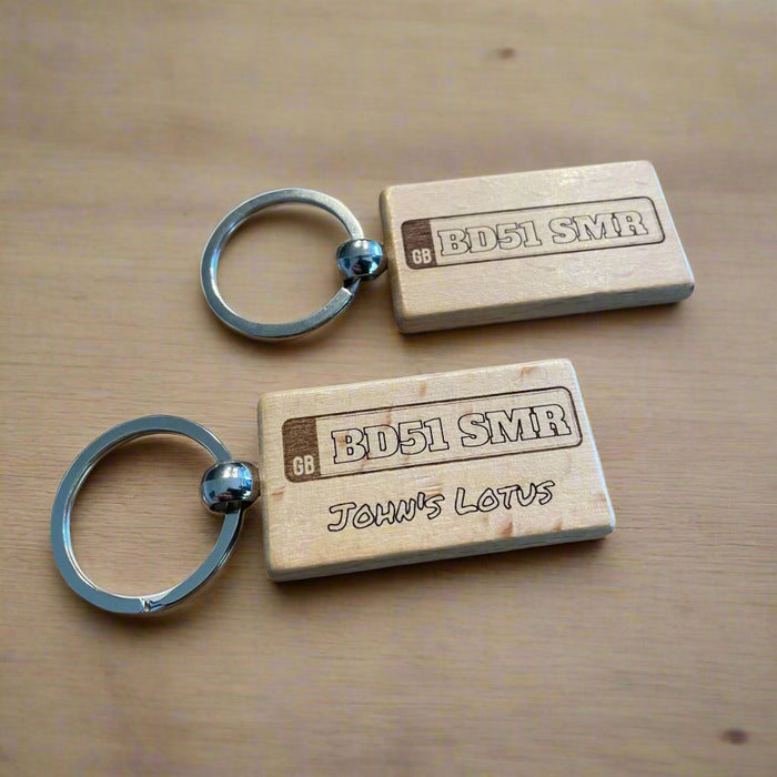 Personalised Wooden Car Number Plate Keyring Gift  | Ashton and Finch