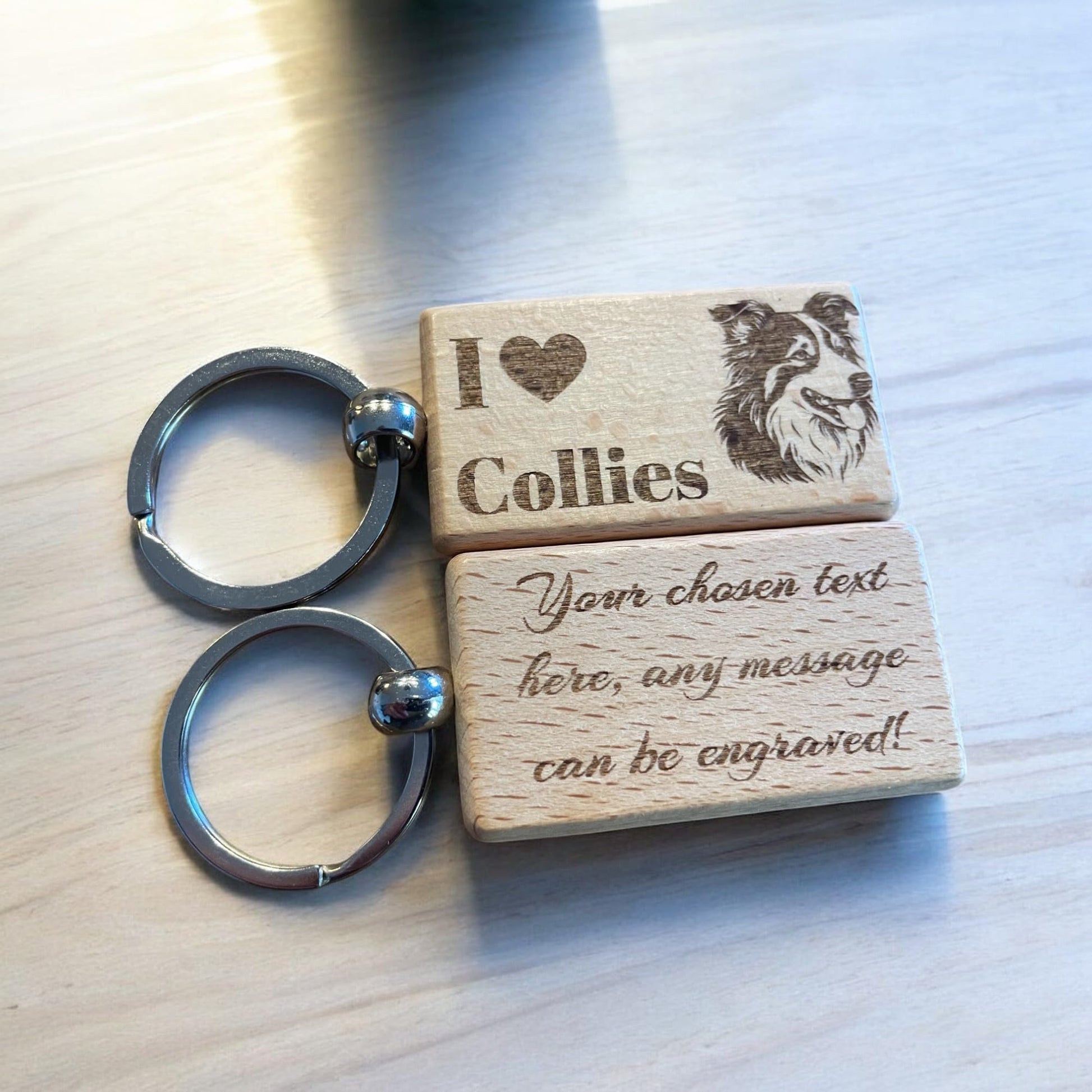 Personalised Wooden Collie Keyring Dog Lover Gift  | Ashton and Finch