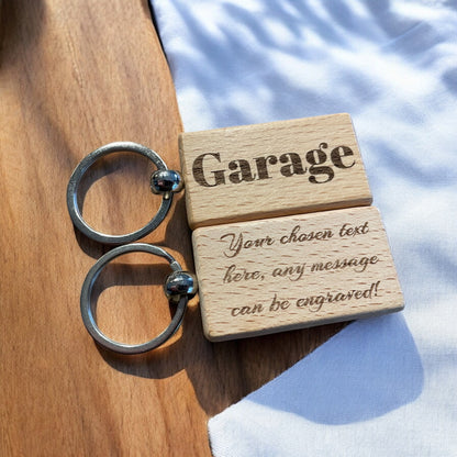 Personalised Wooden Garage Key Keyring  | Ashton and Finch