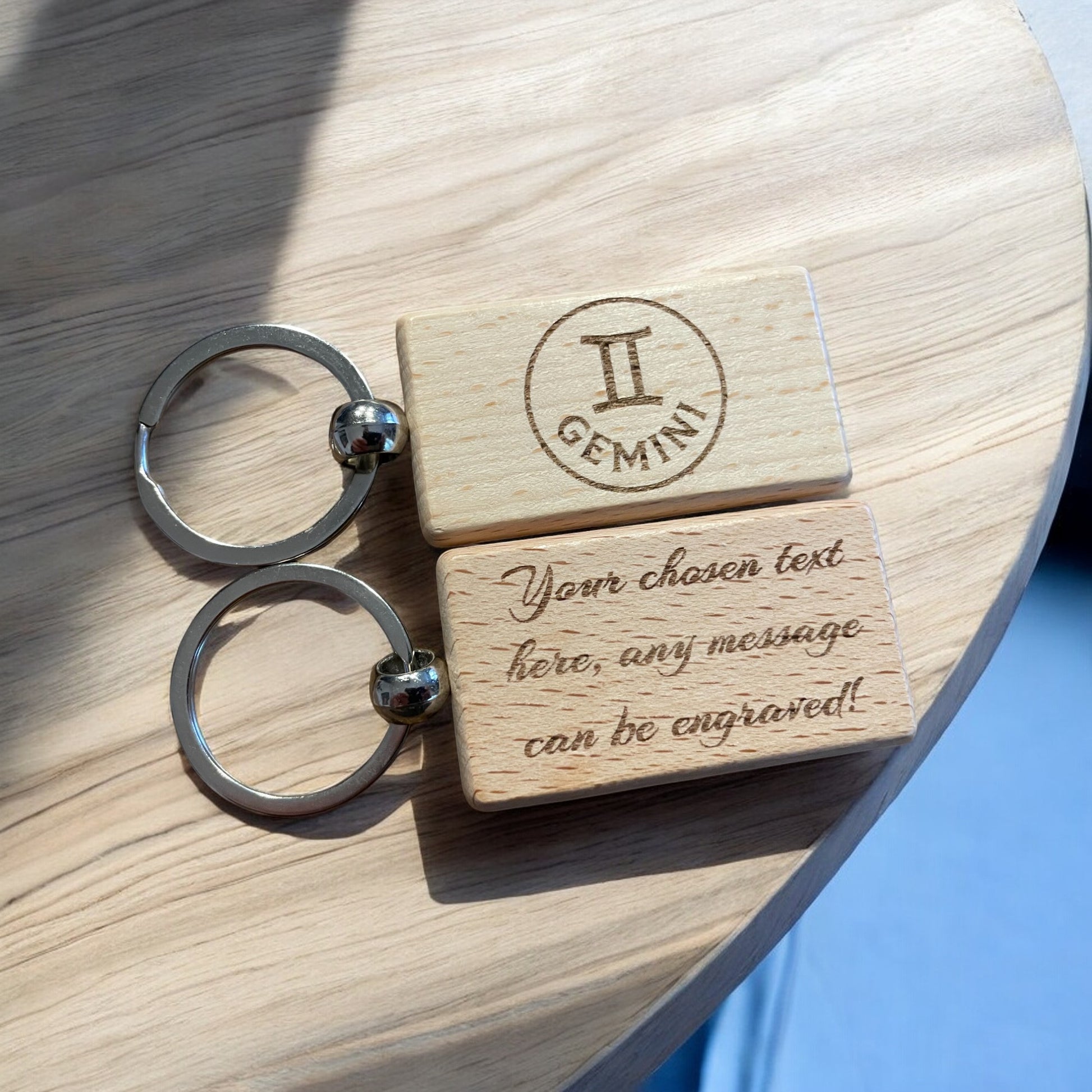 Buy Gemini Zodiac Keyring – Personalised Wooden Gift – Ashton and