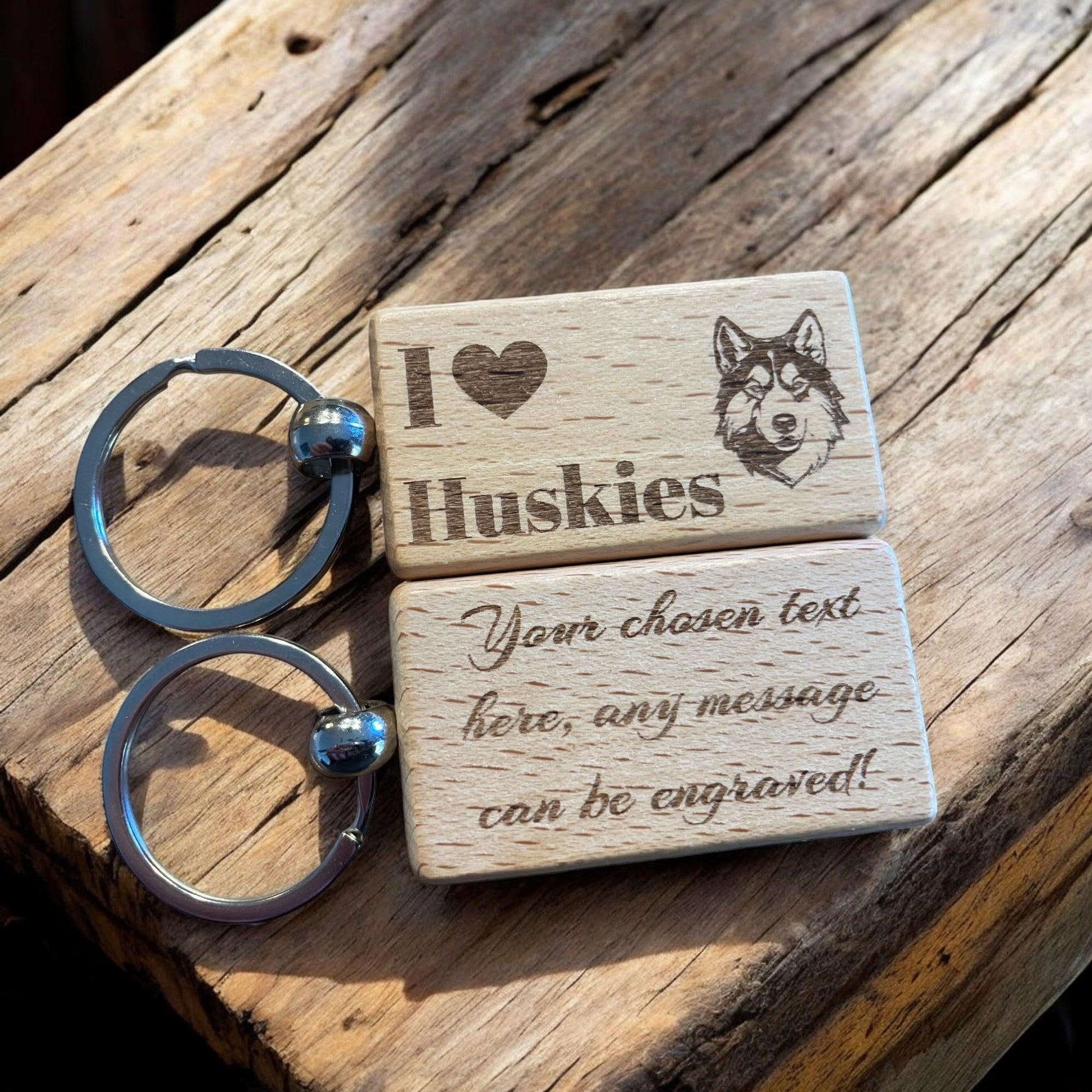 Personalised Wooden Husky Keyring Dog Lover Gift  | Ashton and Finch