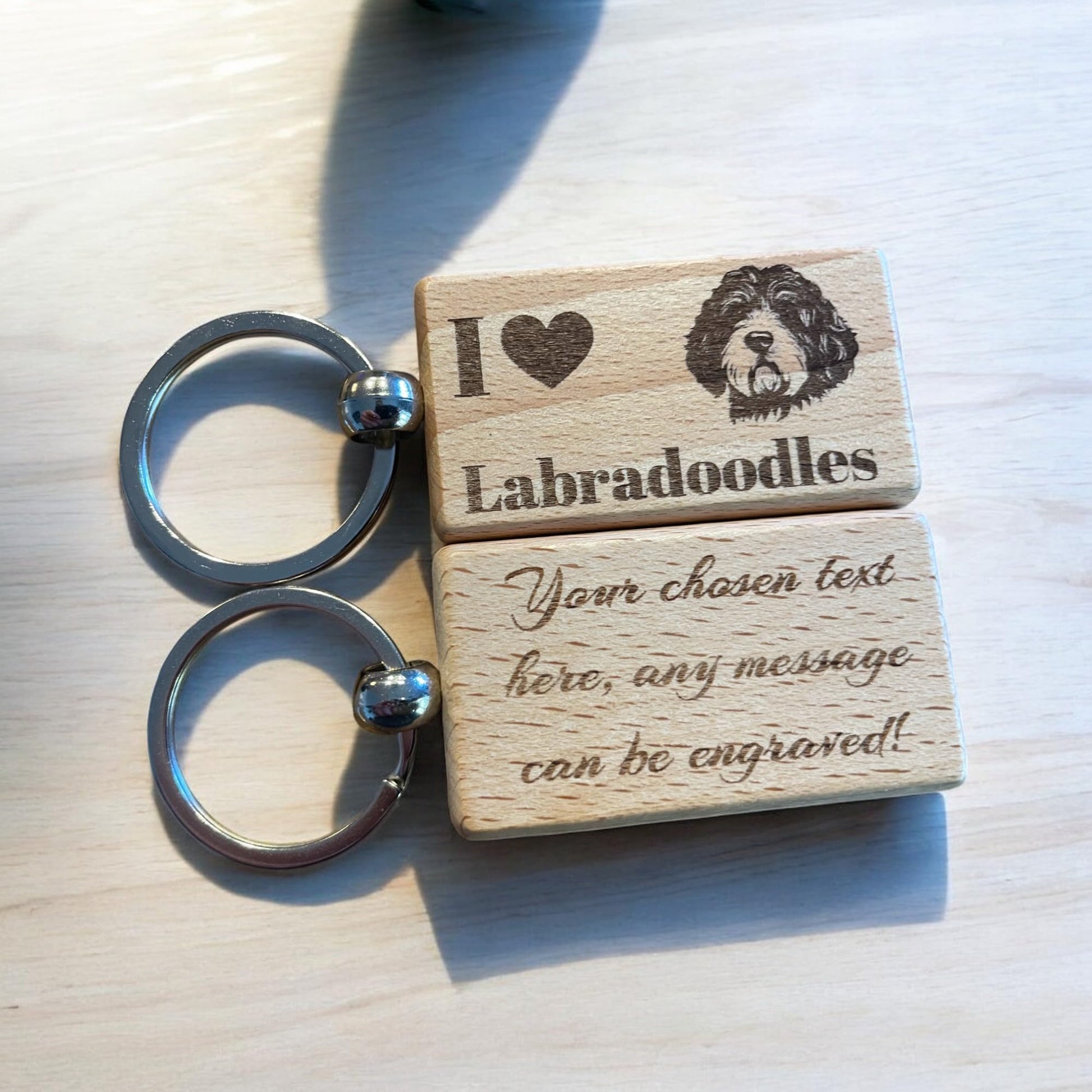 Personalised Wooden Labradoodle Keyring Dog Lover Gift  | Ashton and Finch