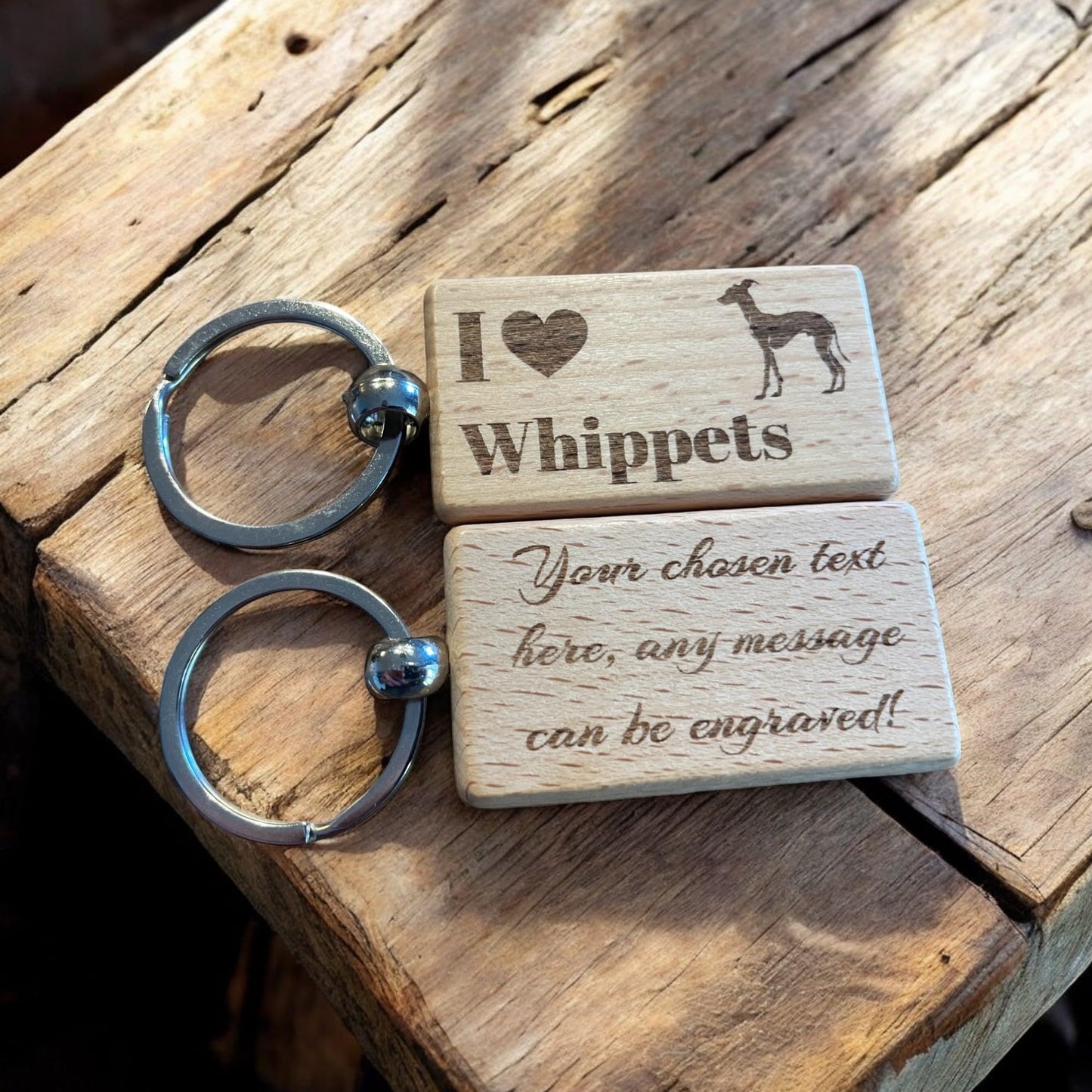 Personalised Wooden Whippet Keyring Dog Lover Gift  | Ashton and Finch