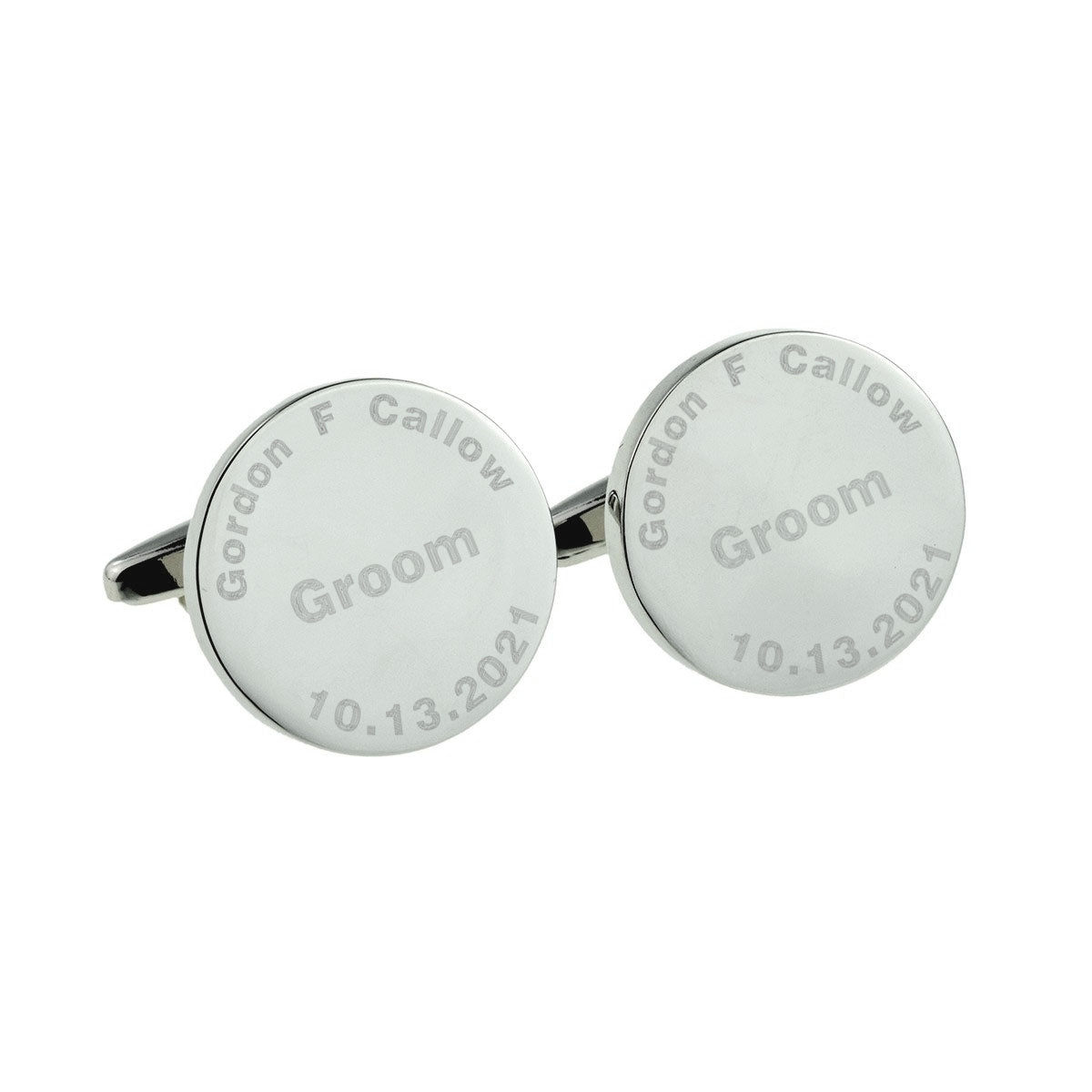 Personalised Circular Engraved Design Wedding Cufflinks | Ashton and Finch