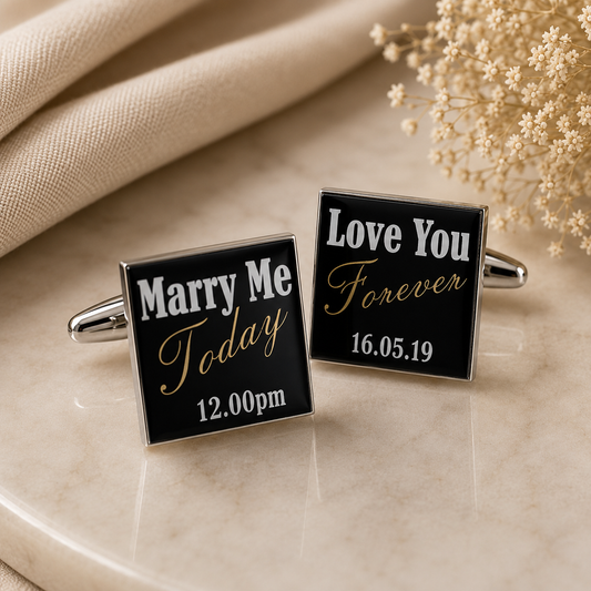 Personalised Date Wedding Cufflinks Black Finish