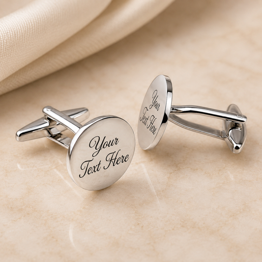 Personalised Engraved Plain Oval Wedding Cufflinks