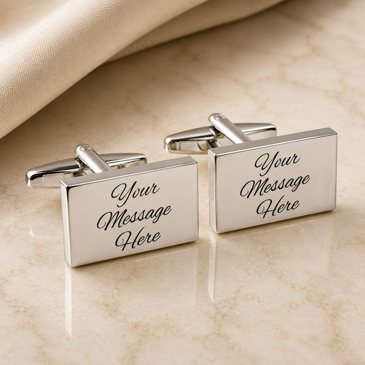 Personalised Engraved Rectangle Wedding Cufflinks