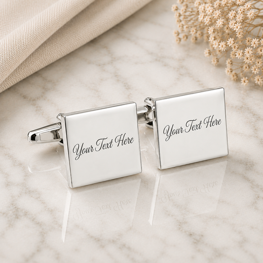 Personalised Engraved Square Wedding Cufflinks