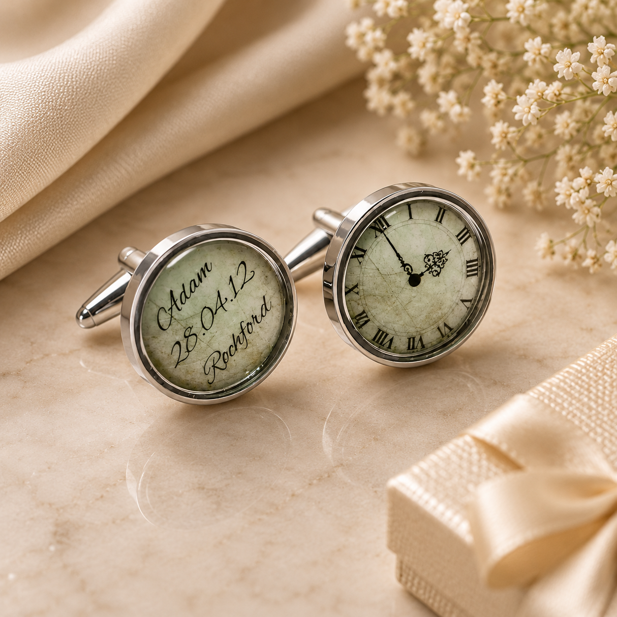 Personalised Name Date Wedding Cufflinks