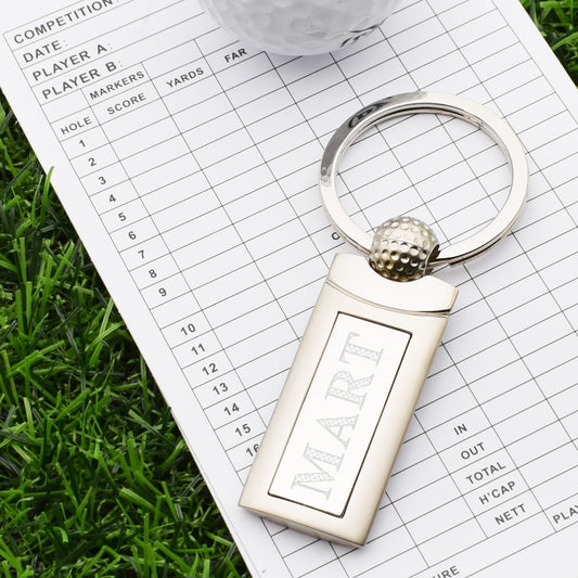 Personalised Rectangular Golf Ball Keyring – Engravable