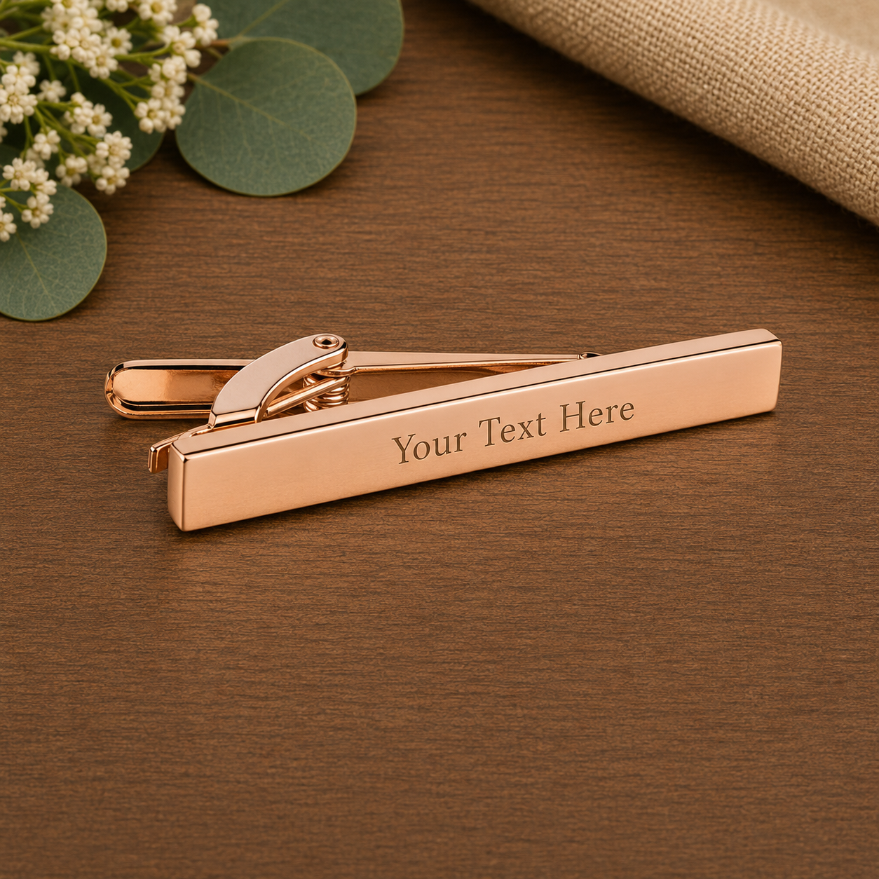 Personalised Rose Gold Tie Clip
