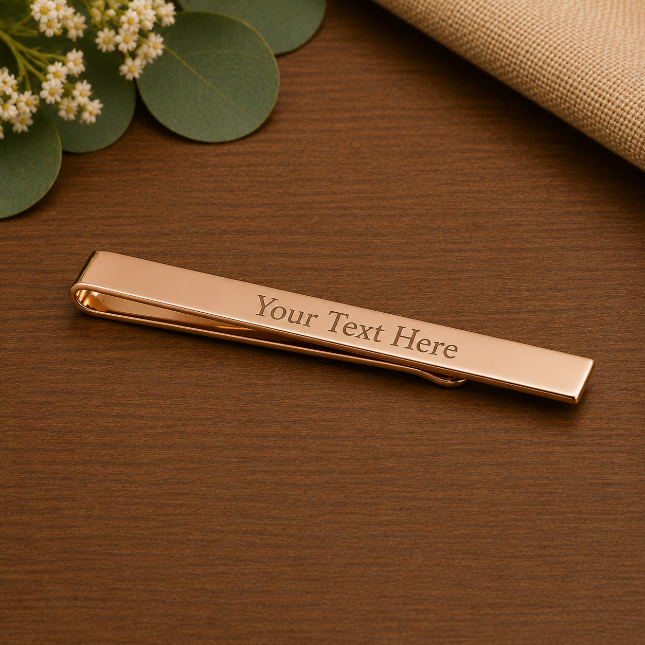Personalised Rose Gold Tie Clip