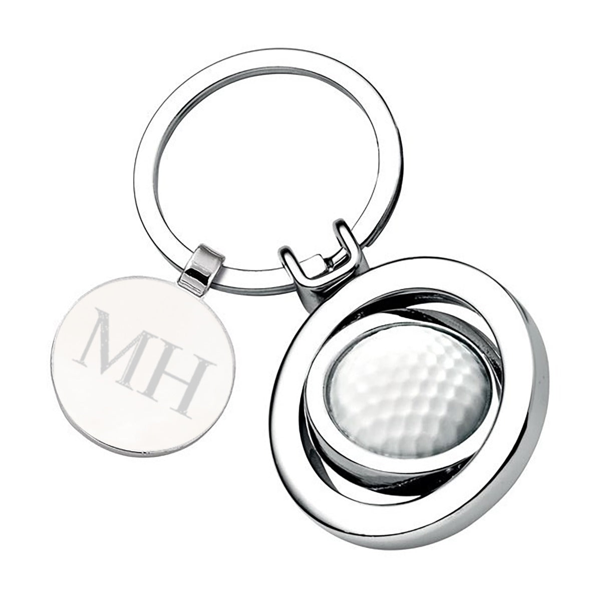 Personalised Spinning Golf Ball Keyring with Engravable Token