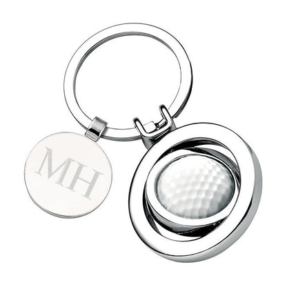 Personalised Spinning Golf Ball Keyring with Engravable Token