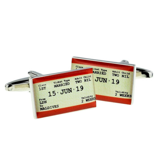 Personalised Travel Ticket Style Wedding Cufflinks | Ashton and Finch