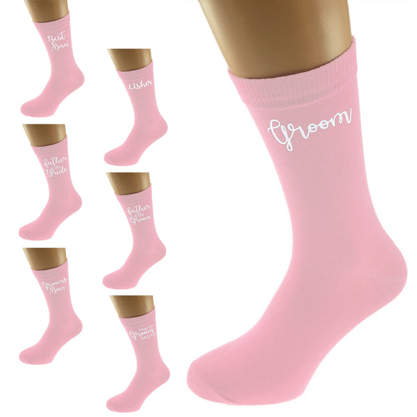 Groom Socks Wedding Pink Design
