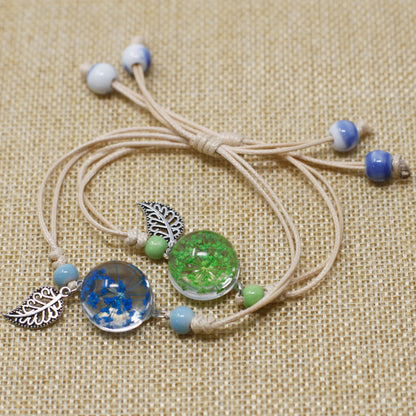 Pressed Flowers Pretty Flower and Leaf Bracelet