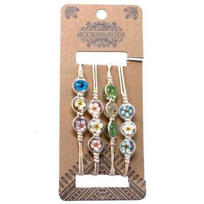 Pressed Flowers Tri-Flower Bracelet