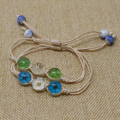 Pressed Flowers Tri-Flower Bracelet