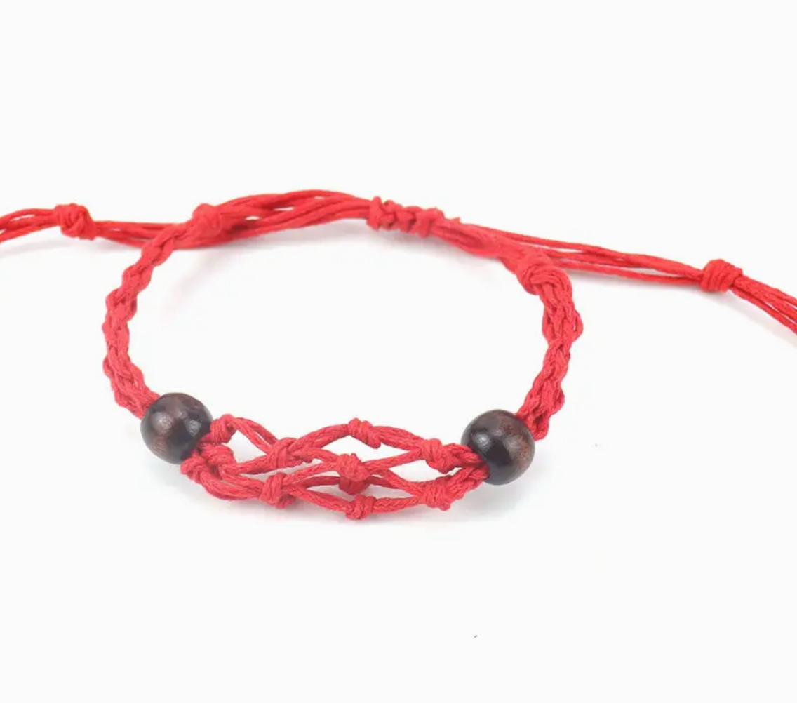Red Gemstone Bracelet Cord