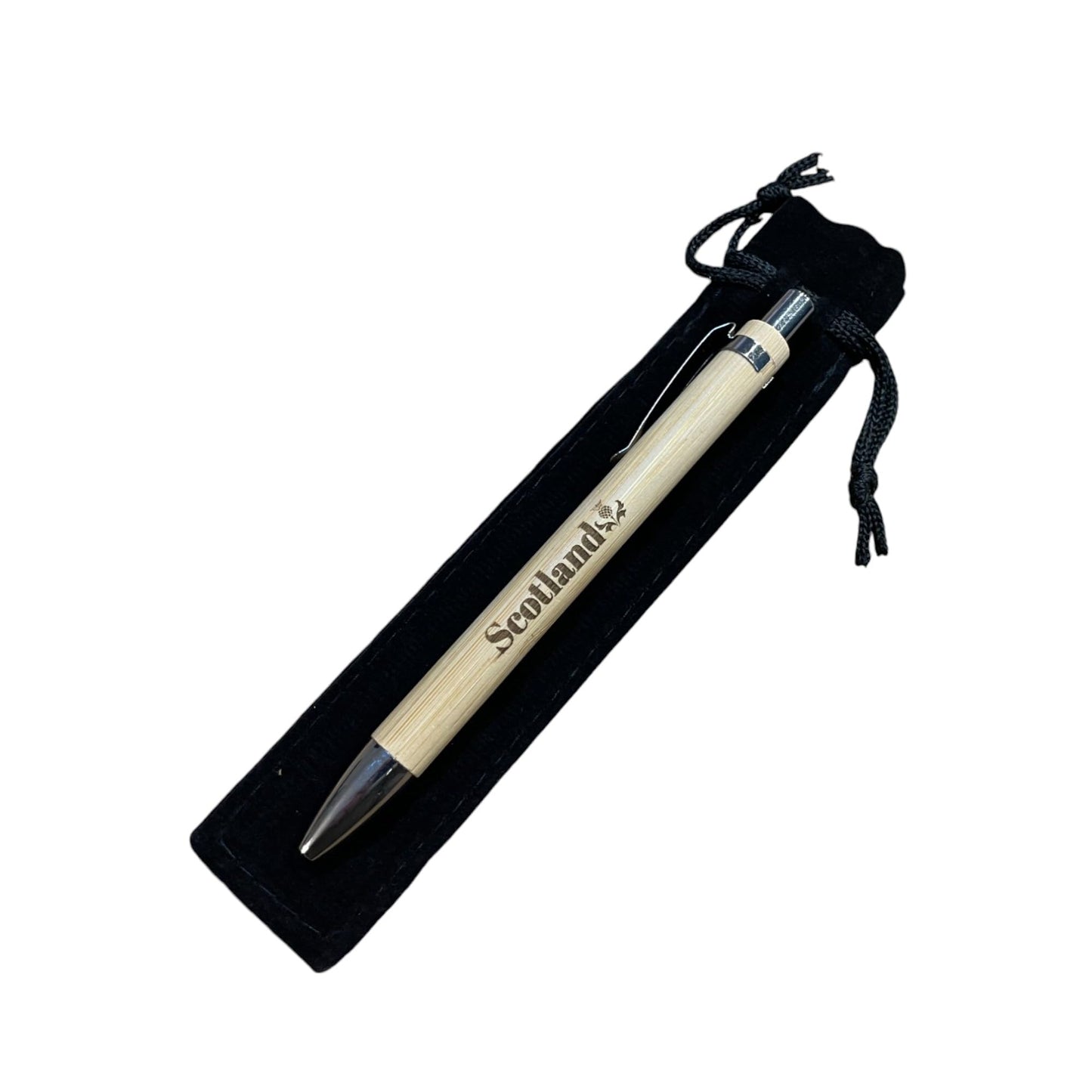 Scottish Bamboo Pen – Engraved Thistle Design – Gift for Scotland Lovers