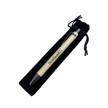 Scottish Bamboo Pen – Engraved Thistle Design – Gift for Scotland Lovers