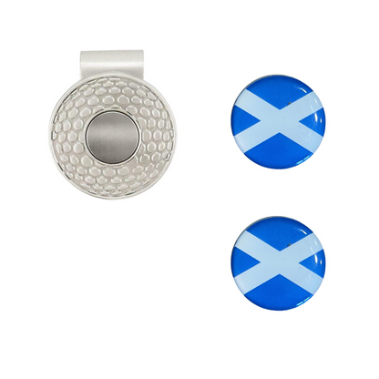 Scottish Flag Golf Hat Clip with 2 Ball Markers – Saltire Golf Gift