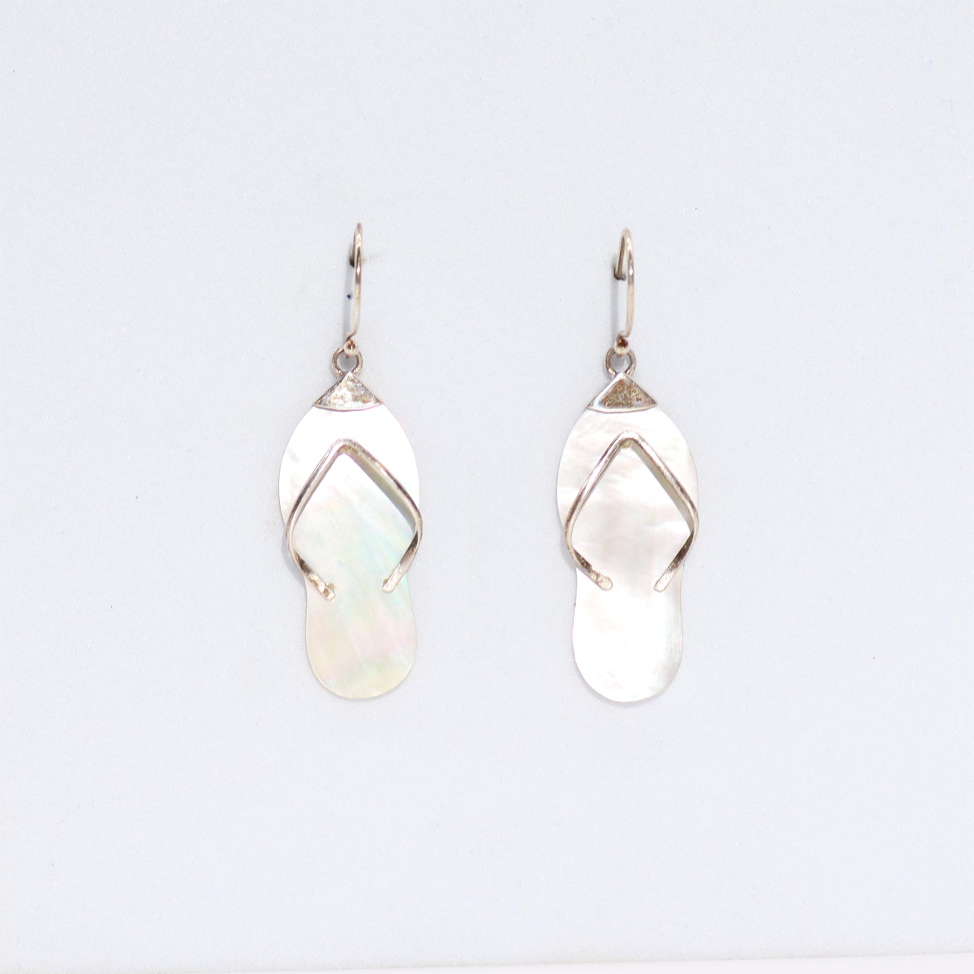 Shell and Silver Flip-Flop Earrings - Mother of Pearl