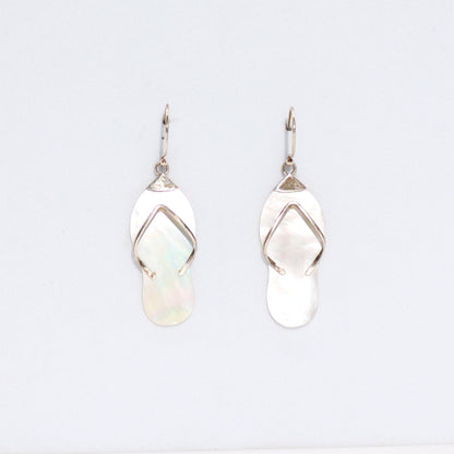 Shell and Silver Flip-Flop Earrings - Mother of Pearl
