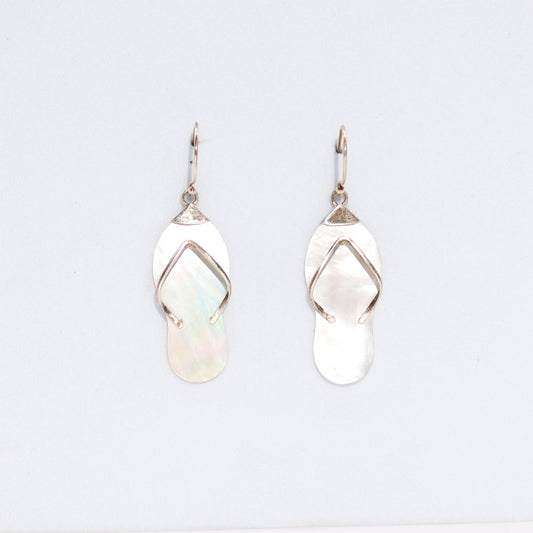 Shell and Silver Flip-Flop Earrings - Mother of Pearl