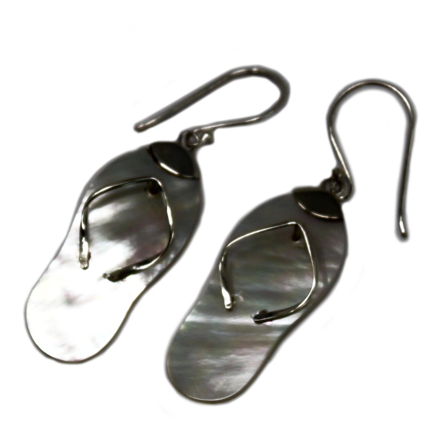 Shell and Silver Flip-Flop Earrings - Mother of Pearl