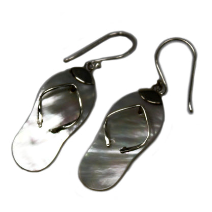Shell and Silver Flip-Flop Earrings - Mother of Pearl