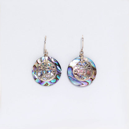 Shell and Silver Flower Earrings - Abalone