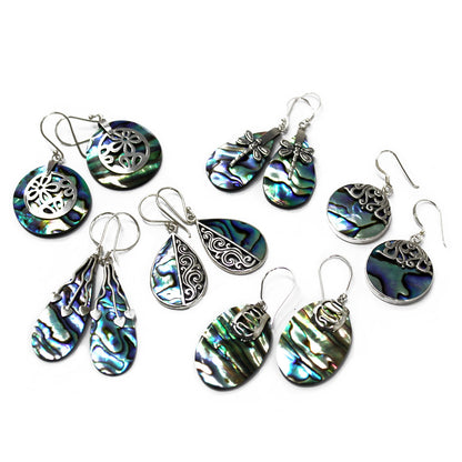 Shell and Silver Flower Earrings - Abalone