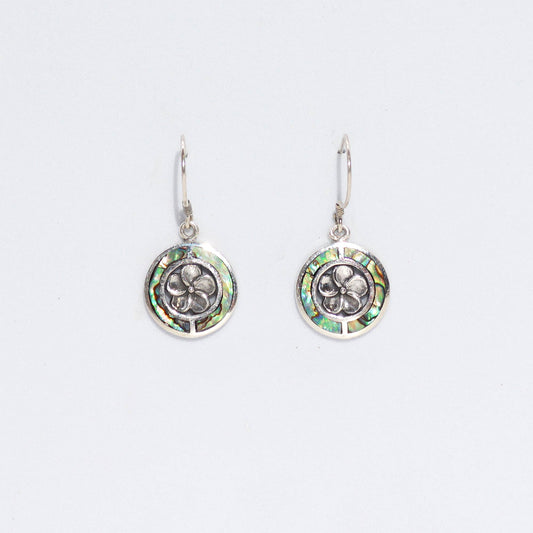 Shell and Silver Frangipani Earrings - Abalone