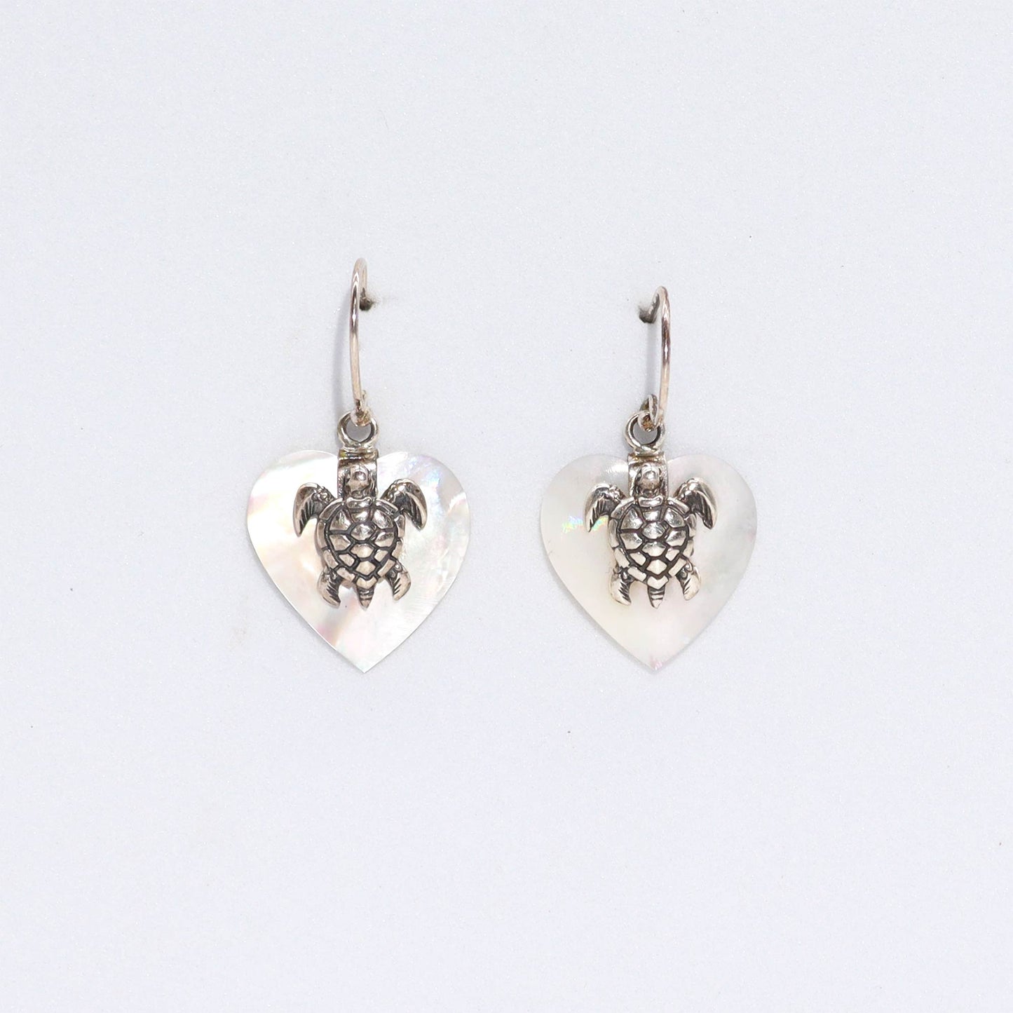 Shell and Silver Sea Turtle Earrings - Mother of Pearl