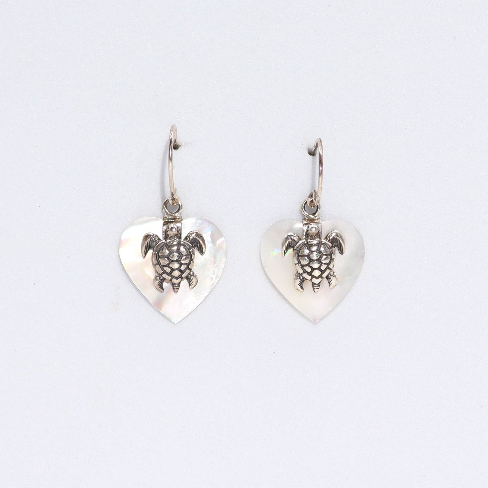 Shell and Silver Sea Turtle Earrings - Mother of Pearl