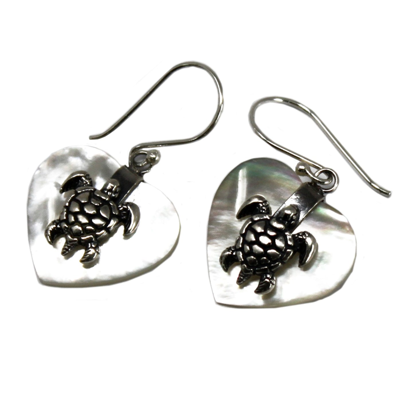 Shell and Silver Sea Turtle Earrings - Mother of Pearl