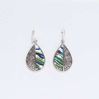 Shell and Silver Teardrop Earrings - Abalone