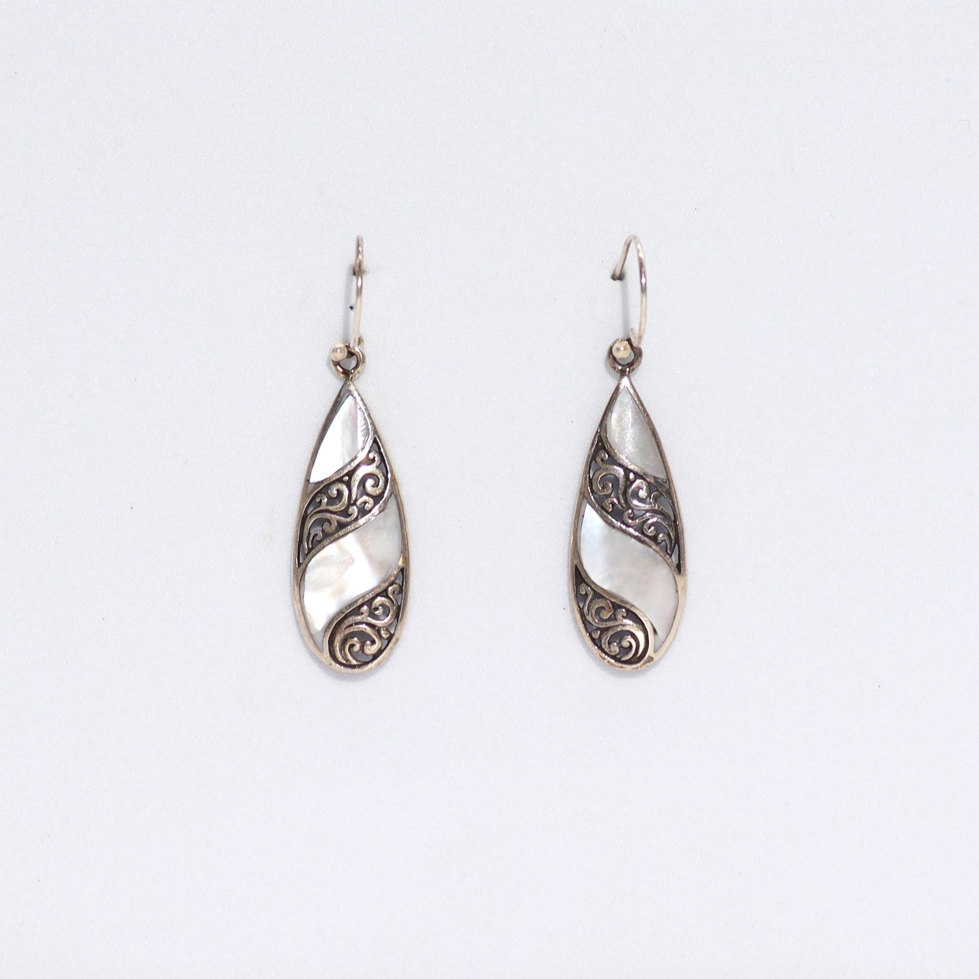 Shell and Silver Teardrop Earrings - Mother of Pearl