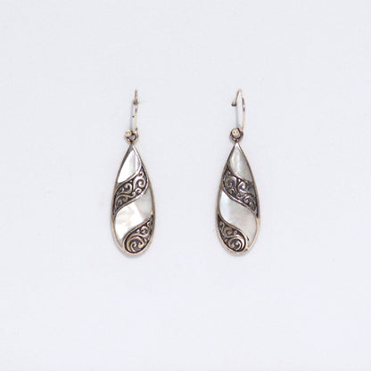 Shell and Silver Teardrop Earrings - Mother of Pearl