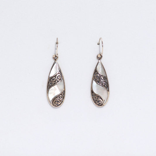 Shell and Silver Teardrop Earrings - Mother of Pearl