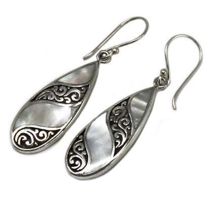 Shell and Silver Teardrop Earrings - Mother of Pearl